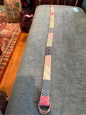 Vineyard Vines Patchwork Belt in Navy, Pink, Yellow